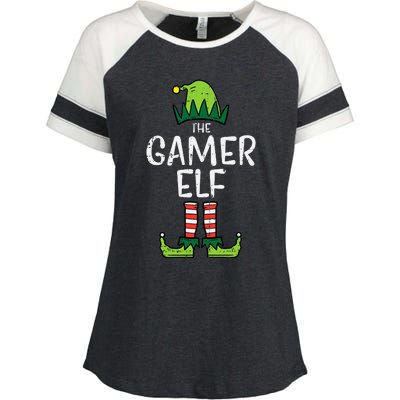 Elf Gamer Xmas Holiday Fun Enza Ladies Jersey Colorblock Tee