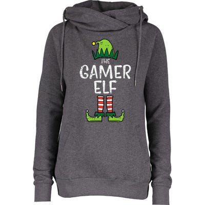 Elf Gamer Xmas Holiday Fun Womens Funnel Neck Pullover Hood