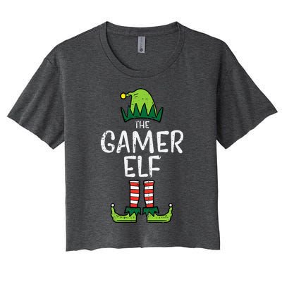 Elf Gamer Xmas Holiday Fun Women's Crop Top Tee