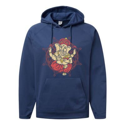 Elephant Ganesha Yoga Dala Gift Performance Fleece Hoodie