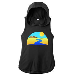 Egypt Nile River Sunset Ladies PosiCharge Tri-Blend Wicking Draft Hoodie Tank