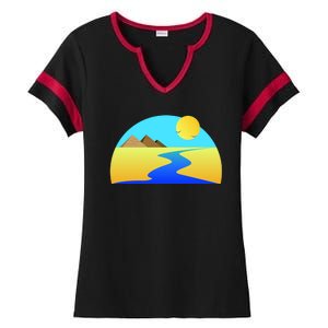 Egypt Nile River Sunset Ladies Halftime Notch Neck Tee