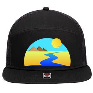 Egypt Nile River Sunset 7 Panel Mesh Trucker Snapback Hat