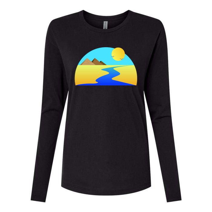 Egypt Nile River Sunset Womens Cotton Relaxed Long Sleeve T-Shirt