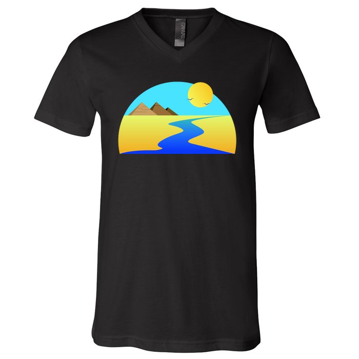 Egypt Nile River Sunset V-Neck T-Shirt