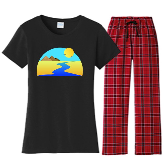 Egypt Nile River Sunset Women's Flannel Pajama Set