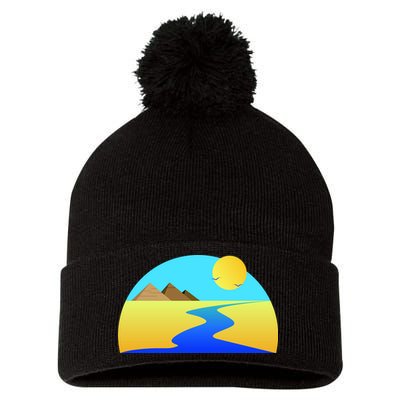 Egypt Nile River Sunset Pom Pom 12in Knit Beanie