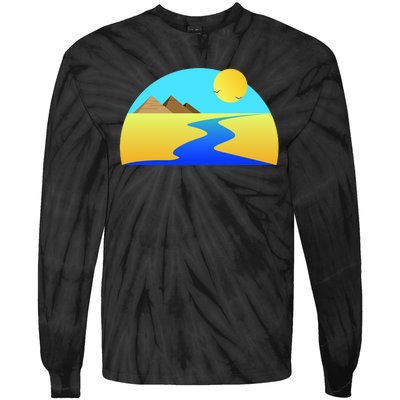 Egypt Nile River Sunset Tie-Dye Long Sleeve Shirt