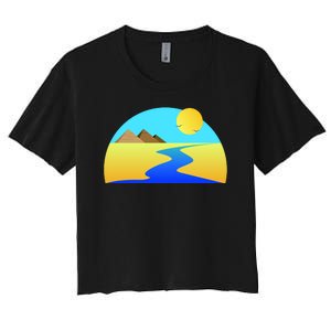 Egypt Nile River Sunset Women's Crop Top Tee