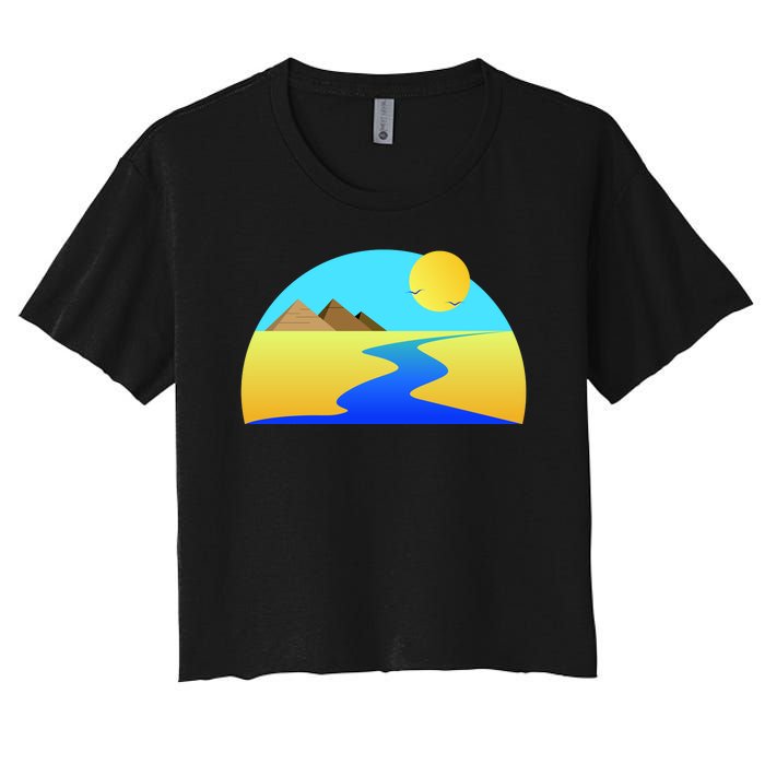 Egypt Nile River Sunset Women's Crop Top Tee