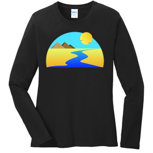 Egypt Nile River Sunset Ladies Long Sleeve Shirt