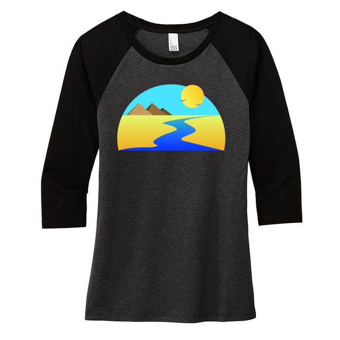 Egypt Nile River Sunset Women's Tri-Blend 3/4-Sleeve Raglan Shirt