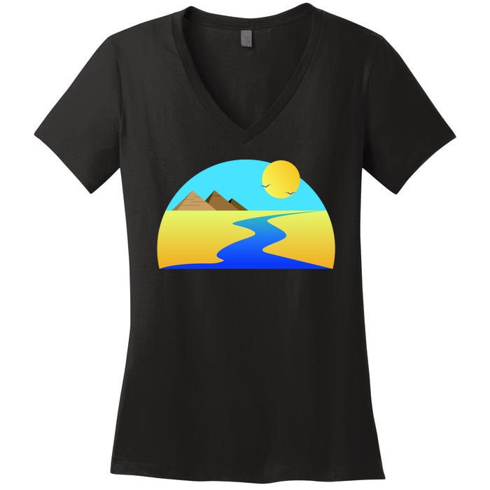 Egypt Nile River Sunset Women's V-Neck T-Shirt