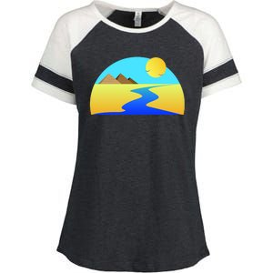 Egypt Nile River Sunset Enza Ladies Jersey Colorblock Tee