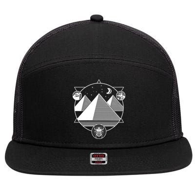 Egyptian Pyramids Emblem 7 Panel Mesh Trucker Snapback Hat