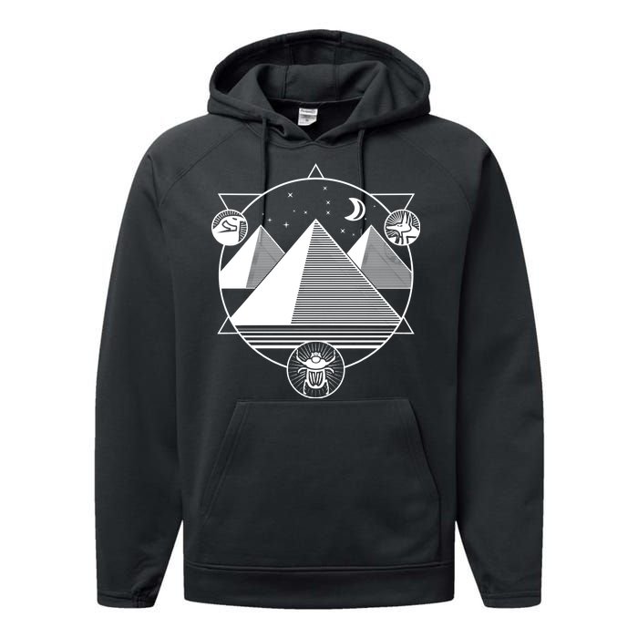 Egyptian Pyramids Emblem Performance Fleece Hoodie