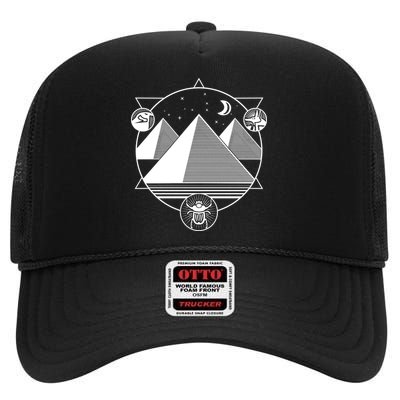 Egyptian Pyramids Emblem High Crown Mesh Back Trucker Hat