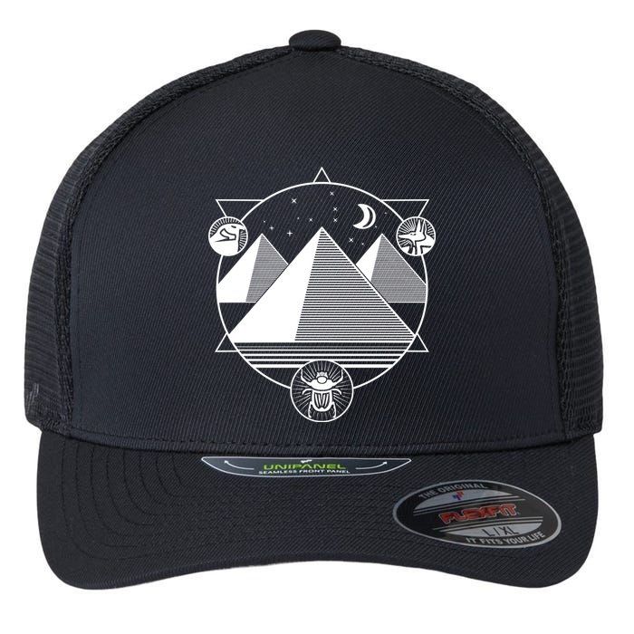 Egyptian Pyramids Emblem Flexfit Unipanel Trucker Cap