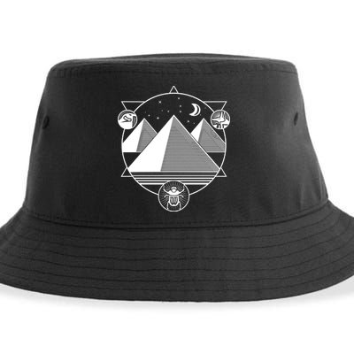 Egyptian Pyramids Emblem Sustainable Bucket Hat