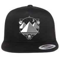 Egyptian Pyramids Emblem Flat Bill Trucker Hat