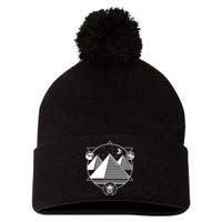 Egyptian Pyramids Emblem Pom Pom 12in Knit Beanie