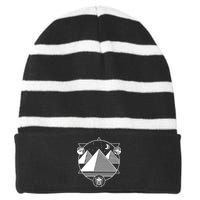 Egyptian Pyramids Emblem Striped Beanie with Solid Band