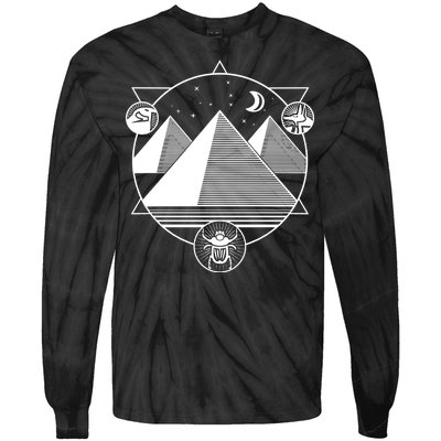 Egyptian Pyramids Emblem Tie-Dye Long Sleeve Shirt