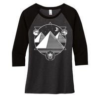 Egyptian Pyramids Emblem Women's Tri-Blend 3/4-Sleeve Raglan Shirt