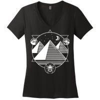 Egyptian Pyramids Emblem Women's V-Neck T-Shirt