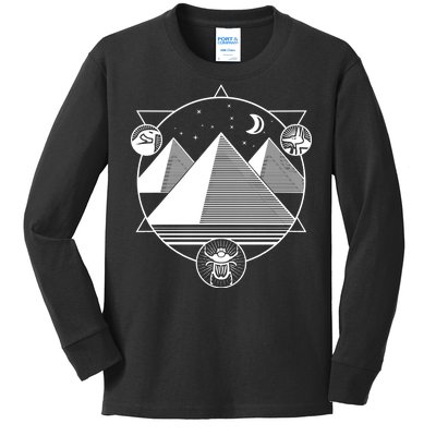 Egyptian Pyramids Emblem Kids Long Sleeve Shirt