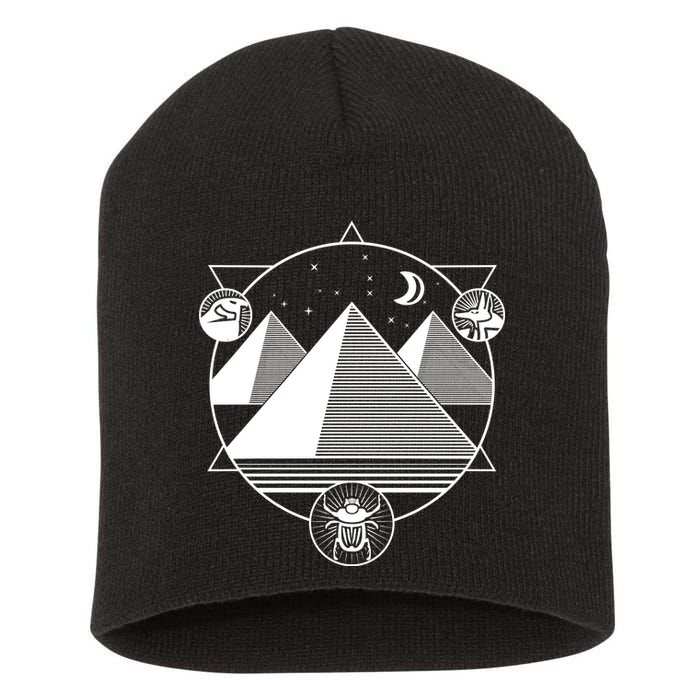 Egyptian Pyramids Emblem Short Acrylic Beanie