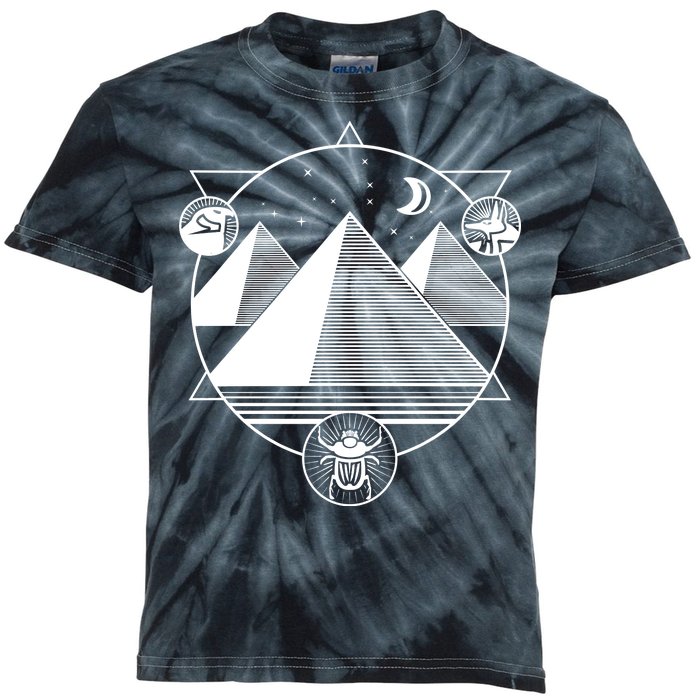 Egyptian Pyramids Emblem Kids Tie-Dye T-Shirt