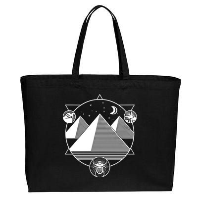 Egyptian Pyramids Emblem Cotton Canvas Jumbo Tote