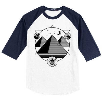 Egyptian Pyramids Emblem Baseball Sleeve Shirt