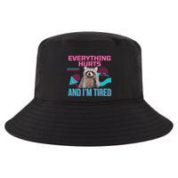 Everything Hurts And I’M Tired Funny Raccoon Meme Gym Cover Cool Comfort Performance Bucket Hat