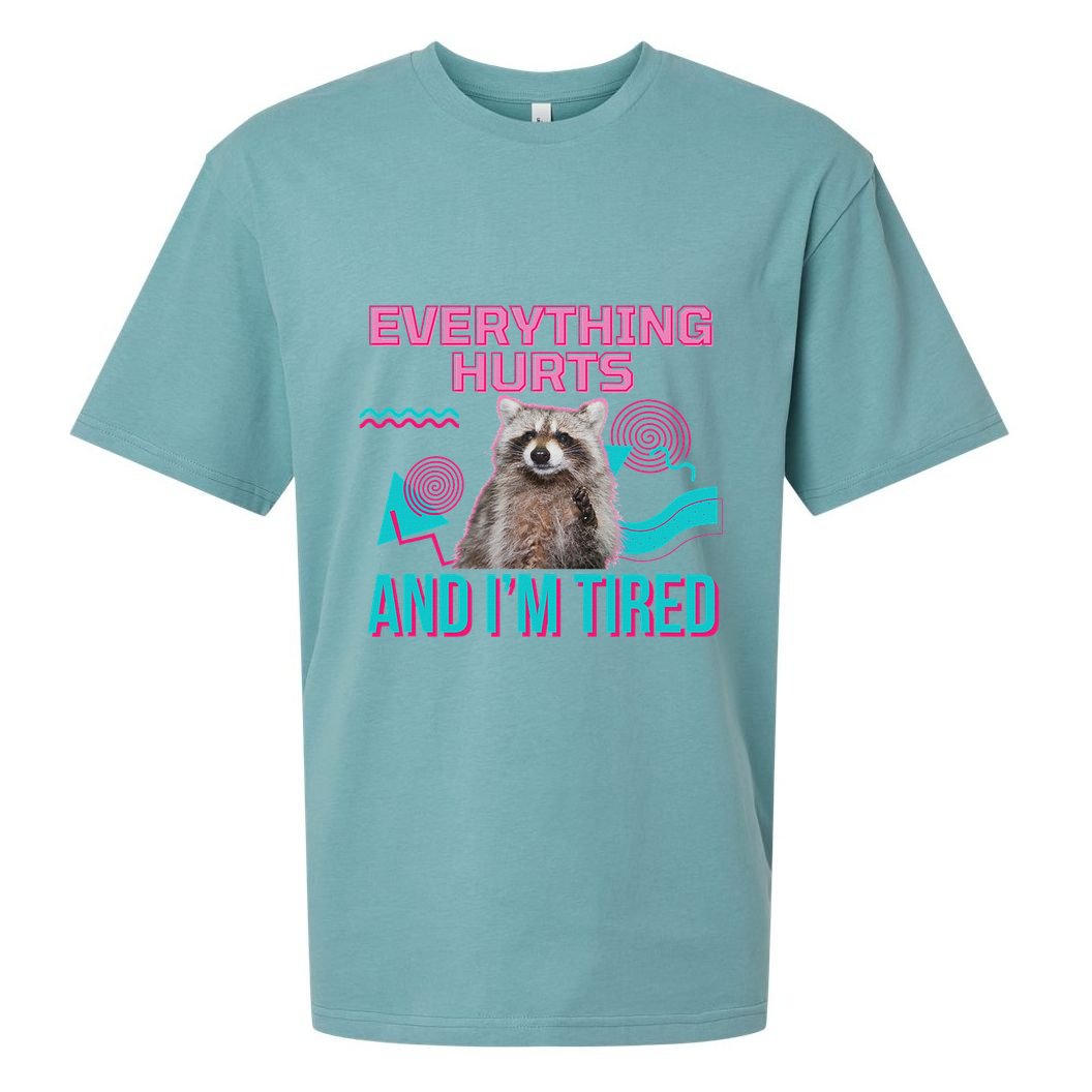 Everything Hurts And I’M Tired Funny Raccoon Meme Gym Cover Sueded Cloud Jersey T-Shirt