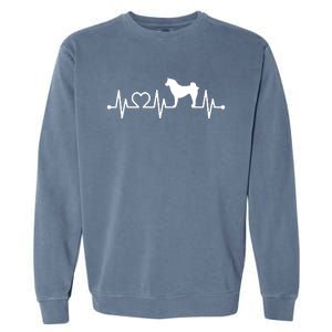 ECG Heartbeat Akita Inu Ken Pulse Japanese Dog Owner Garment-Dyed Sweatshirt