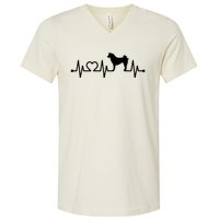 ECG Heartbeat Akita Inu Ken Pulse Japanese Dog Owner V-Neck T-Shirt