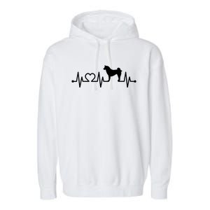 ECG Heartbeat Akita Inu Ken Pulse Japanese Dog Owner Garment-Dyed Fleece Hoodie