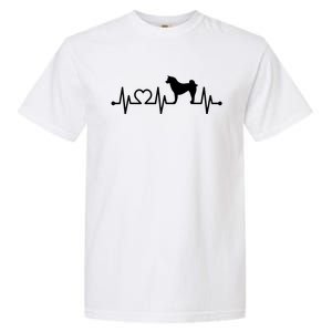 ECG Heartbeat Akita Inu Ken Pulse Japanese Dog Owner Garment-Dyed Heavyweight T-Shirt