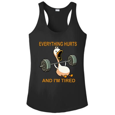 Everything Hurts And IM Tired Duck Ladies PosiCharge Competitor Racerback Tank