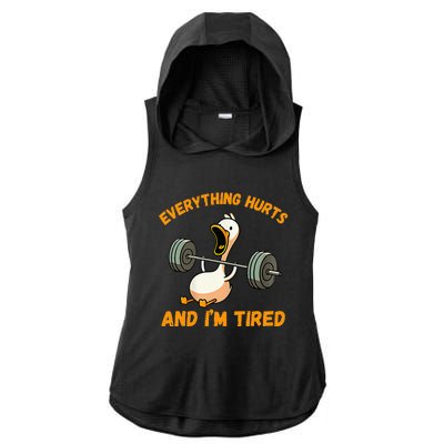 Everything Hurts And IM Tired Duck Ladies PosiCharge Tri-Blend Wicking Draft Hoodie Tank