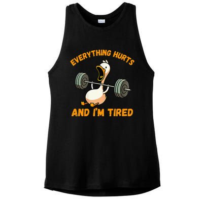 Everything Hurts And IM Tired Duck Ladies PosiCharge Tri-Blend Wicking Tank