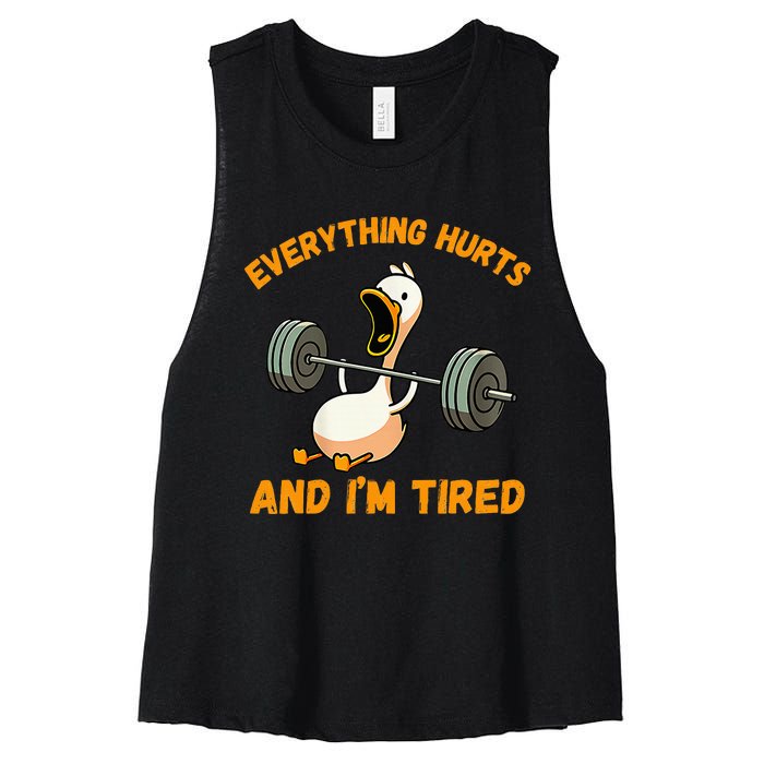 Everything Hurts And IM Tired Duck Women's Racerback Cropped Tank