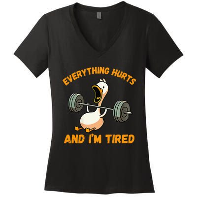 Everything Hurts And IM Tired Duck Women's V-Neck T-Shirt