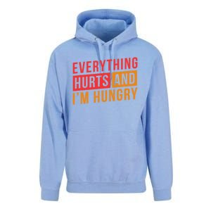 Everything Hurts And IM Hungry Saying Gym Workout Unisex Surf Hoodie