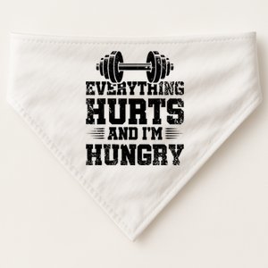 Everything Hurts And IM Hungry Saying Gym Workout USA-Made Doggie Bandana