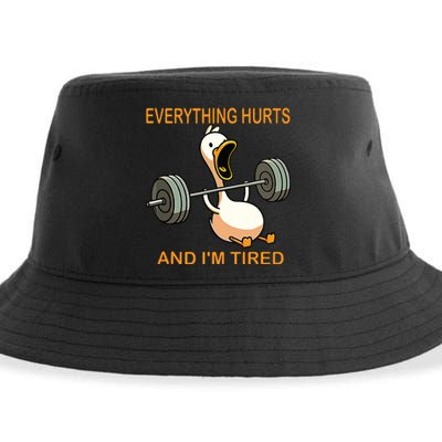 Everything Hurts And Im Tired Duck Sustainable Bucket Hat