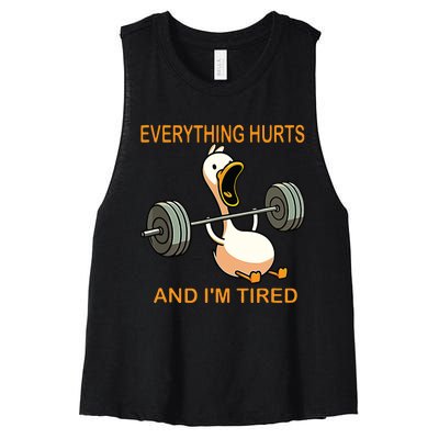 Everything Hurts And Im Tired Duck Women's Racerback Cropped Tank