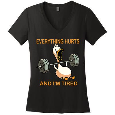 Everything Hurts And Im Tired Duck Women's V-Neck T-Shirt